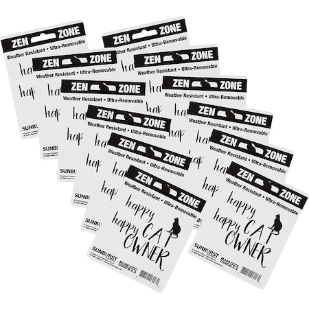Sunburst Systems Decal Cat Happy Owner 2.75 in x 3.5 in, 12-Pack PK 6243